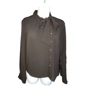 SHEIN Long-Sleeve Button Down w/Pussybow Tie